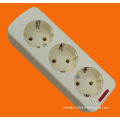 European Style 3 Way Power Extension Socket with Earth and Neon Light (E5003E)